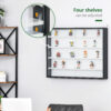 HOMCOM 5-Tier Wall Display Shelf Unit Cabinet w/ 4 Adjustable Shelves Glass Doors Home Office Ornaments 60x80cm Black/White - Image 5