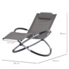 Outsunny Outdoor Orbital Lounger Zero Gravity Patio Chaise Sun Lounger Foldable Rocking Chair with Pillow, Grey