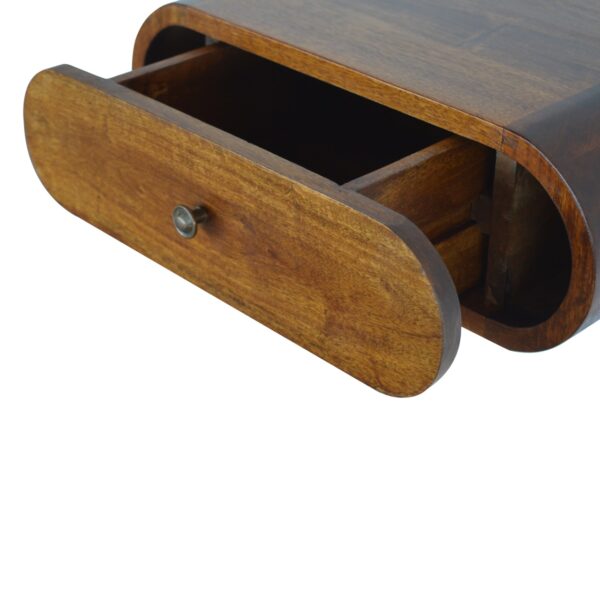 Wall Mounted Round Chestnut Bedside - Image 6