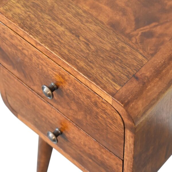 Mini Chestnut Curved Bedside - Image 5