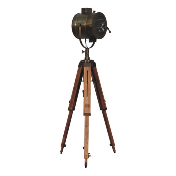 Brass Antique Tripod Fold Spotlight Floor Lamp - Image 2
