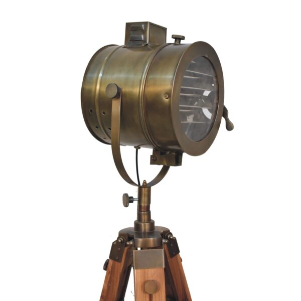 Brass Antique Tripod Fold Spotlight Floor Lamp - Image 4