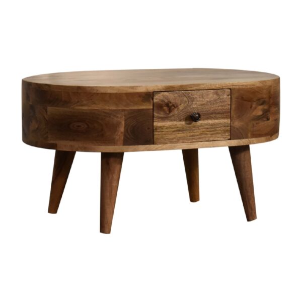 Mini Oak-ish Rounded Coffee Table - Image 2