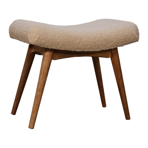 Boucle Cream Curved Bench - Image 3