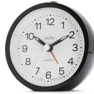 Acctim Elana Black Non-Ticking Sweep Analogue Alarm Clock 15763