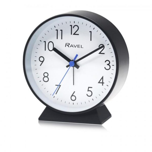 Ravel Bedside Modern Round Large Alarm Clock Black RC049.3