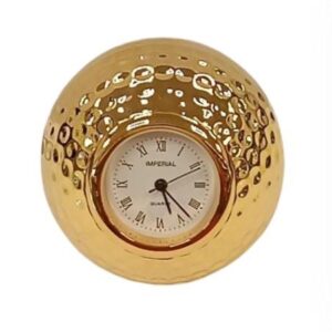 Miniature Clock Goldtone Plated Metal Golf Ball Solid Brass IMP75G- CLEARANCE NEEDS RE-BATTERY