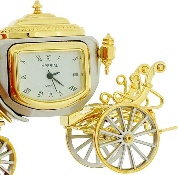GTP Miniature Clock Two Tone Plated Jubilee Royal State Coach Novelty Collectors Clock IMP1050 - CLEARANCE NEEDS RE-BATTERY - Image 4