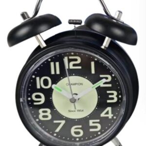 Champion Double Bell Silent Sweep Black Alarm Clock DB11503BLK