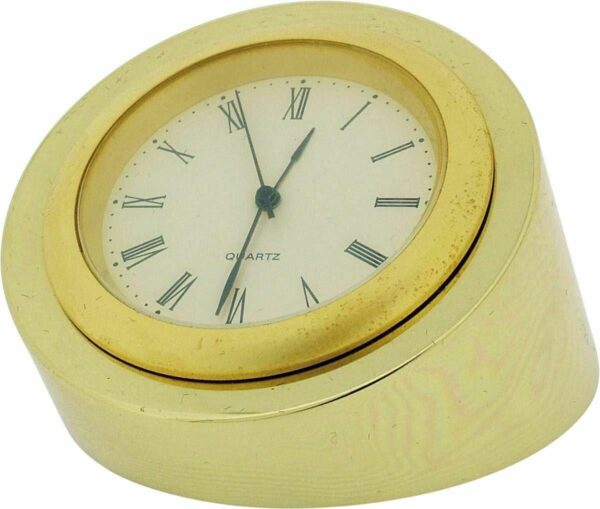 Miniature Clock Goldtone Plated Metal Small Round Desk Clock Solid Brass IMP55 - CLEARANCE NEEDS RE-BATTERY - Image 2