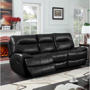 Bailey Recliner LeatherGel & PU 3 Seater - Black