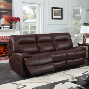 Bailey Recliner LeatherGel & PU 3 Seater - Tan