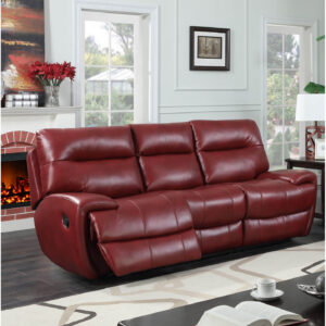 Bailey Recliner LeatherGel & PU 3 Seater - Wine Red