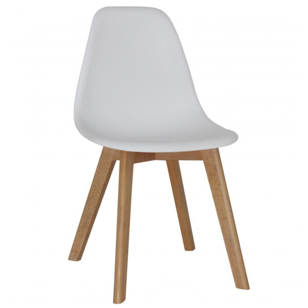 Belgium Plastic (PP) Chairs with Solid Beech Legs - White