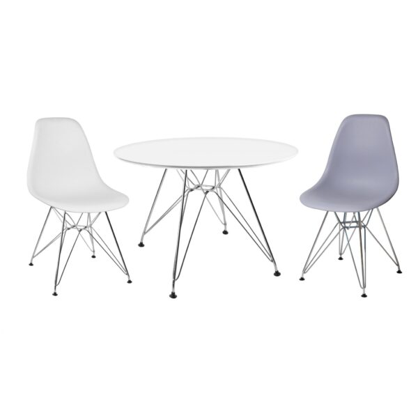 Bianca Round Dining Table Matt White & Steel Chrome Legs - Image 2