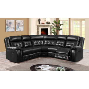 Cobalt Recliner LeatherLux & PU Corner Group Black - Black