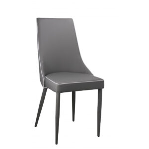 Daisy PU Chair with Black Metal Legs (4s) - Grey