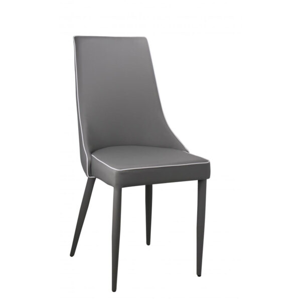 Daisy PU Chair with Black Metal Legs (4s) - Grey