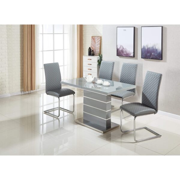Dresden Extending Clear Glass Dining Table HG Grey & Steel - Image 2