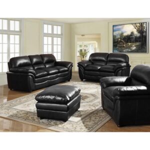 Fernando Sofa Full Bonded Leather Stool - Black