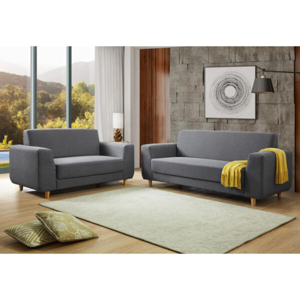Fida Fabric 3 Seater Sofa Dark Grey - Image 2
