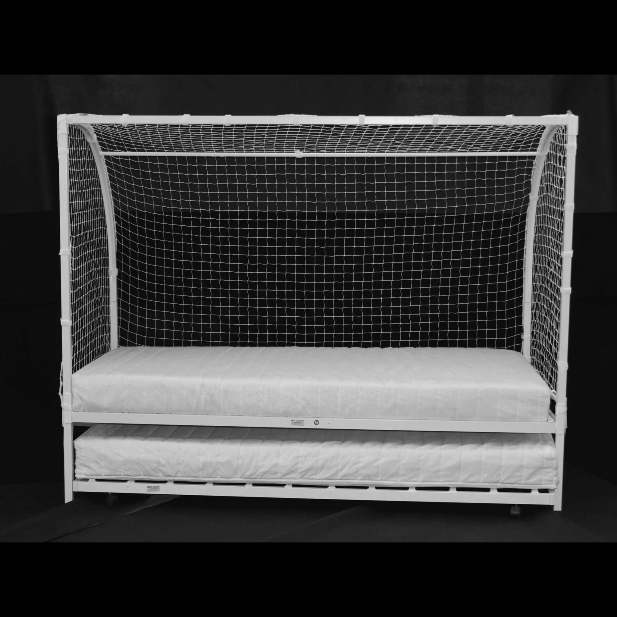 Football Metal Bed Single with Trundle White - Image 3