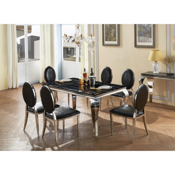 Arriana Dining Chair Stainless Steel & PU Black - Image 2