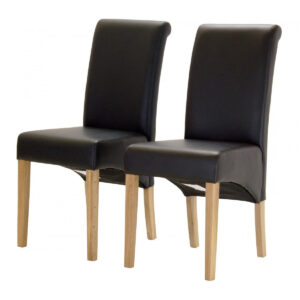 Havana PU Chair with Oak Legs - Brown