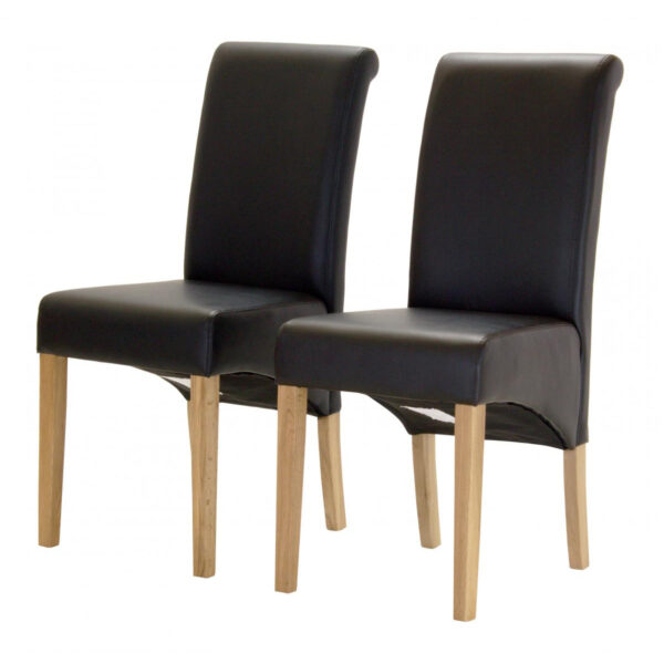 Havana PU Chair with Oak Legs - Black