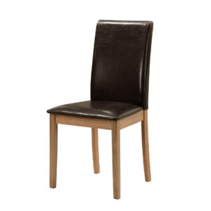 Healey PU Solid Rubberwood Chair - Brown
