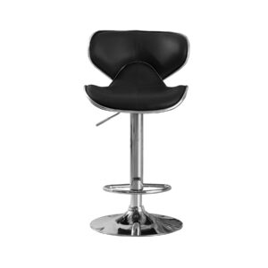 Hillside Bar Stool PU Chrome (2s) - Black