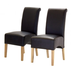 Hilton PU Chair with Oak Legs - Black