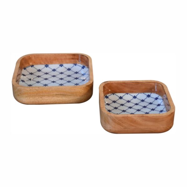 Blue and White Square Bowl Set of 2 - Image 2