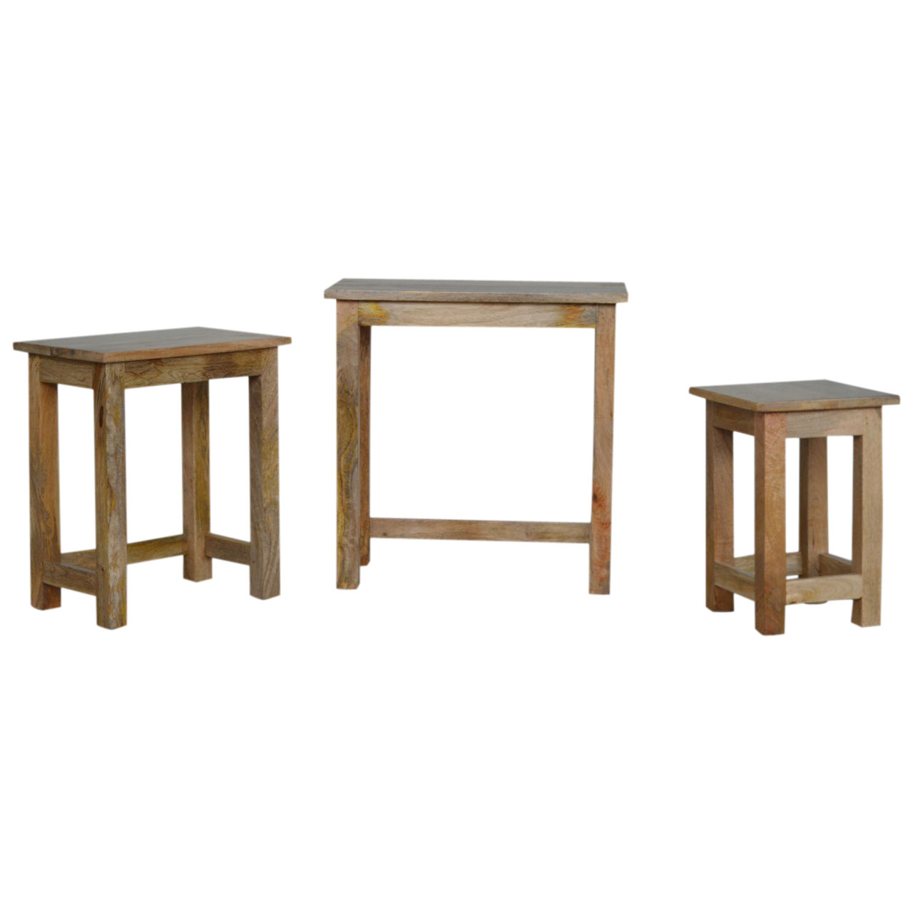 Country Solid Wood Stool Set of 3 - Image 2