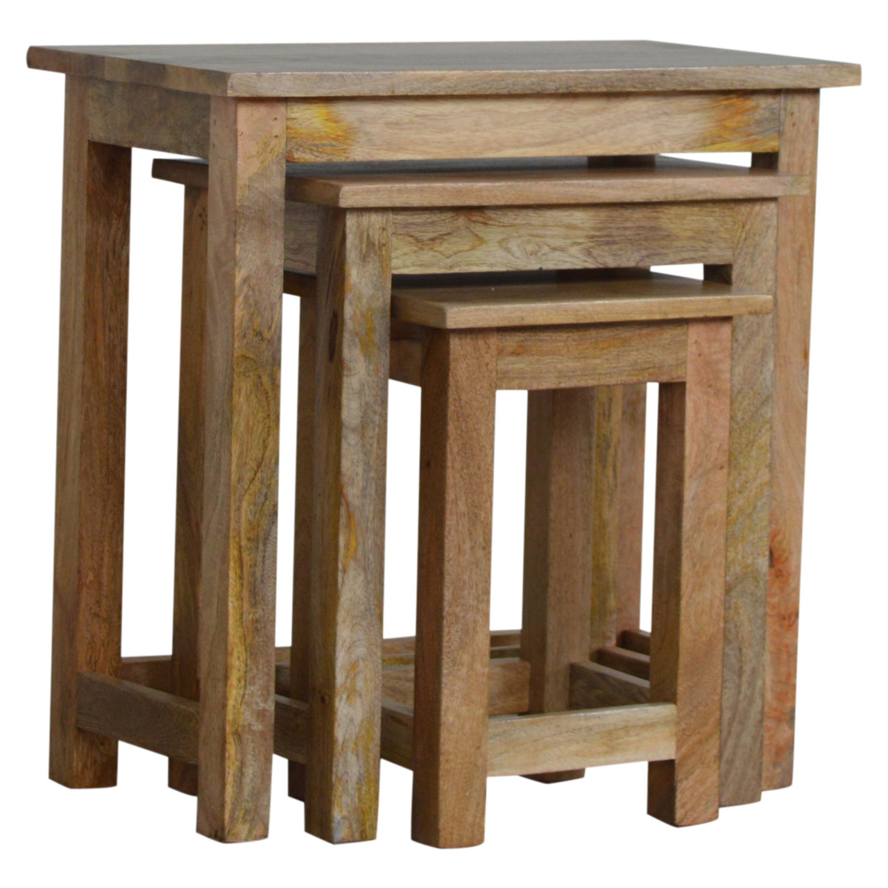Country Solid Wood Stool Set of 3 - Image 10
