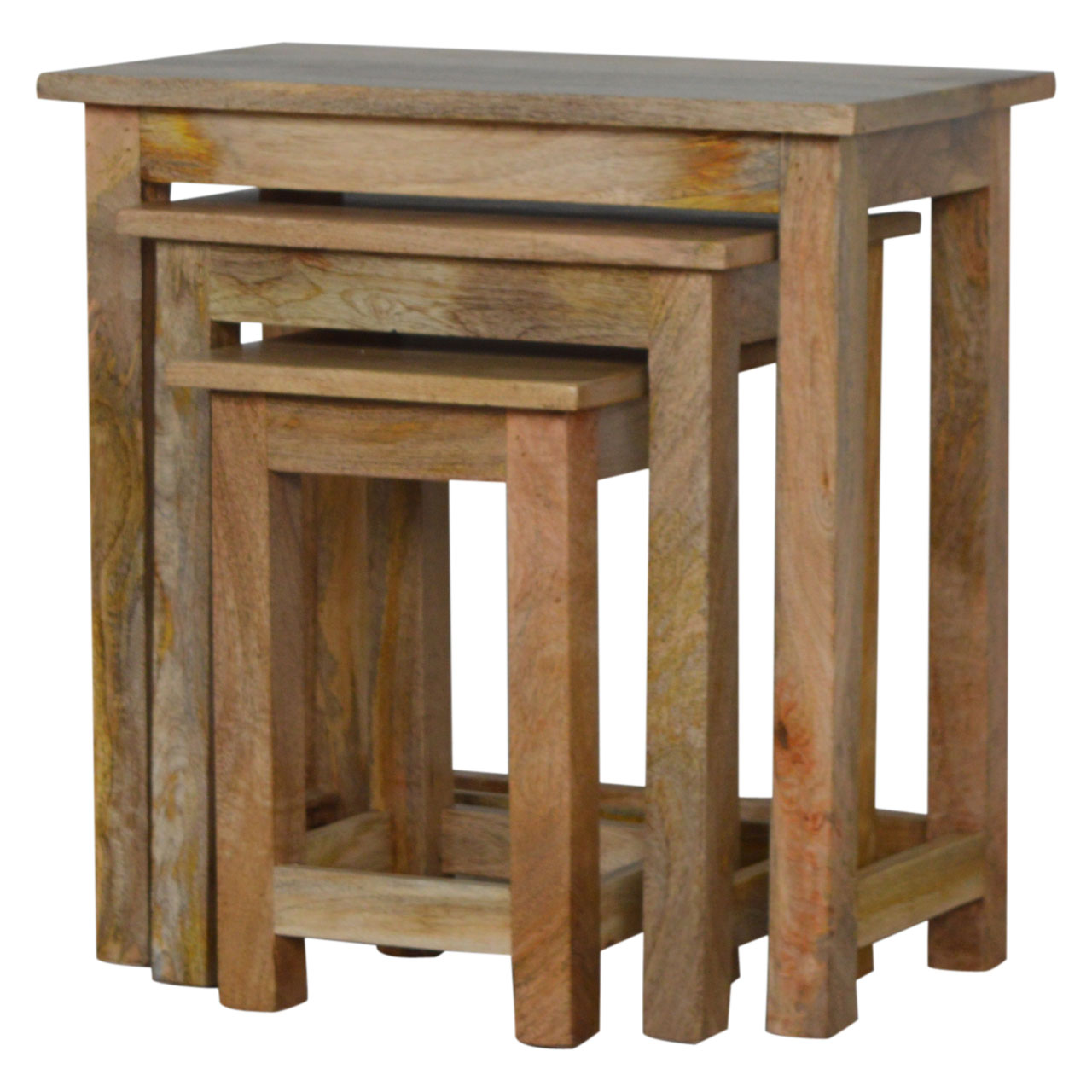 Country Solid Wood Stool Set of 3 - Image 9