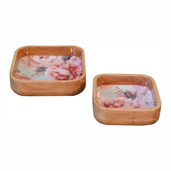 Pink Floral Square Bowl Set of 2 - Image 2