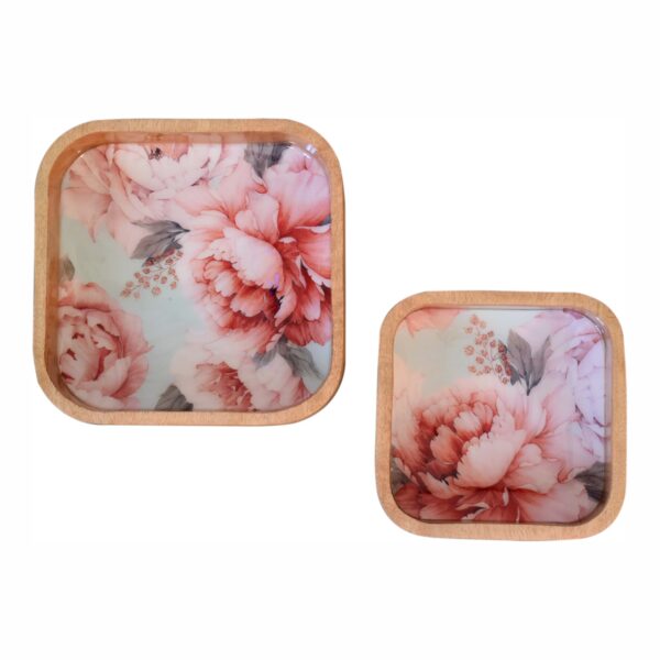 Pink Floral Square Bowl Set of 2 - Image 3