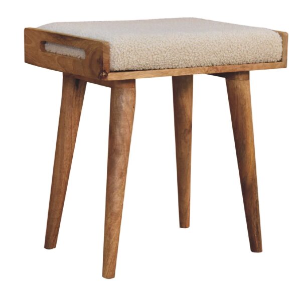 Boucle Cream Tray Style Footstool - Image 2