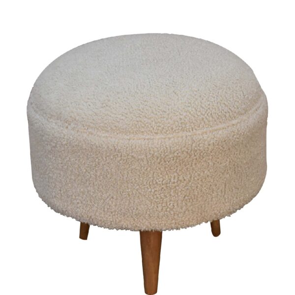 Cream Boucle Rounded Footstool - Image 2