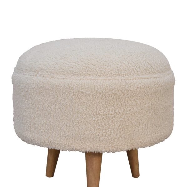 Cream Boucle Rounded Footstool - Image 4