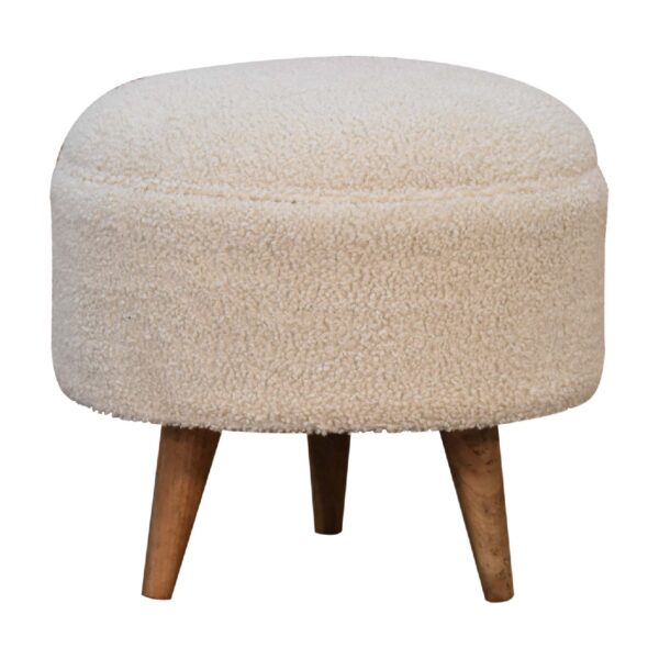 Cream Boucle Rounded Footstool - Image 6