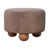 Mocha Faux Fur Round Ball Footstool - Image 2