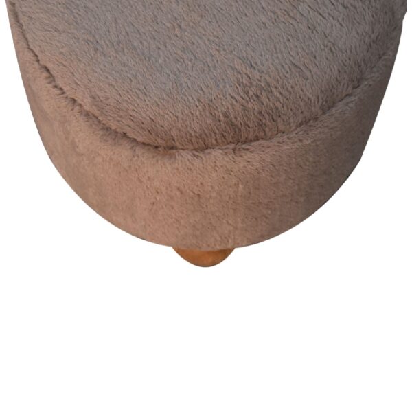 Mocha Faux Fur Round Ball Footstool - Image 4