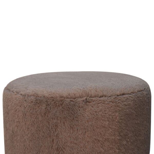 Mocha Faux Fur Round Ball Footstool - Image 5