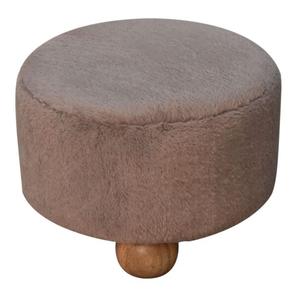 Mocha Faux Fur Round Ball Footstool - Image 6