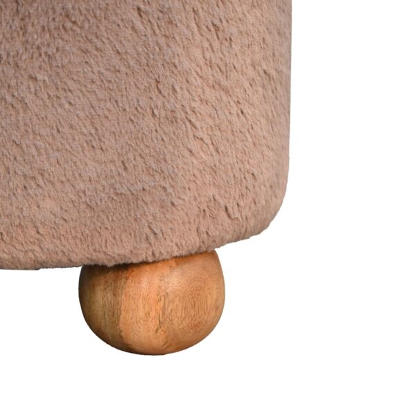 Mocha Faux Fur Round Ball Footstool - Image 7