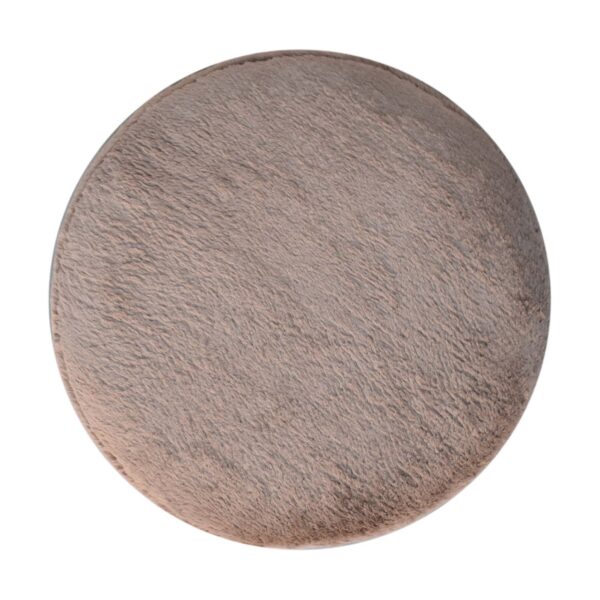 Mocha Faux Fur Round Ball Footstool - Image 8