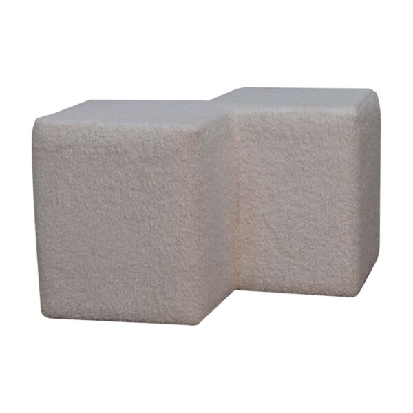 White Boucle Twin Footstool - Image 2