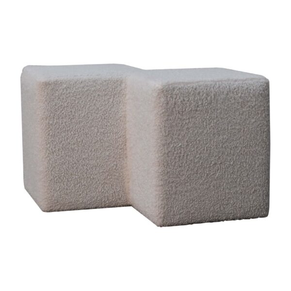 White Boucle Twin Footstool - Image 3